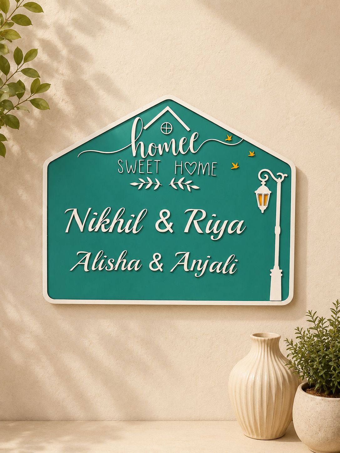 My Sweet Home Nameplate I Handcrafted Personalized Wooden Nameplate for Home Entrance