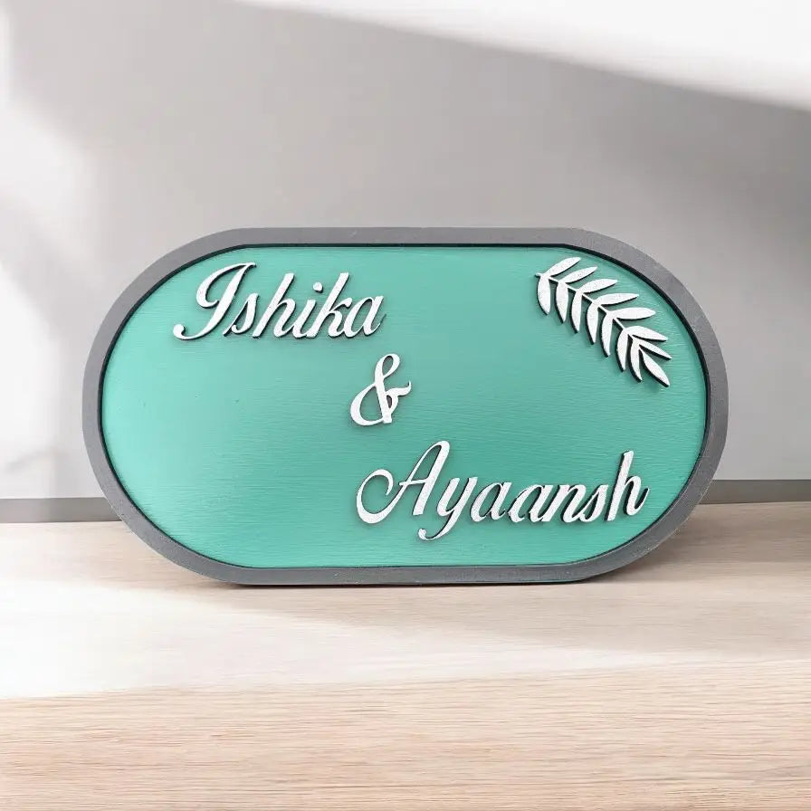Elegance Edge Nameplate | Handcrafted Personalized Wooden Nameplate for Home Entrance - nameplate