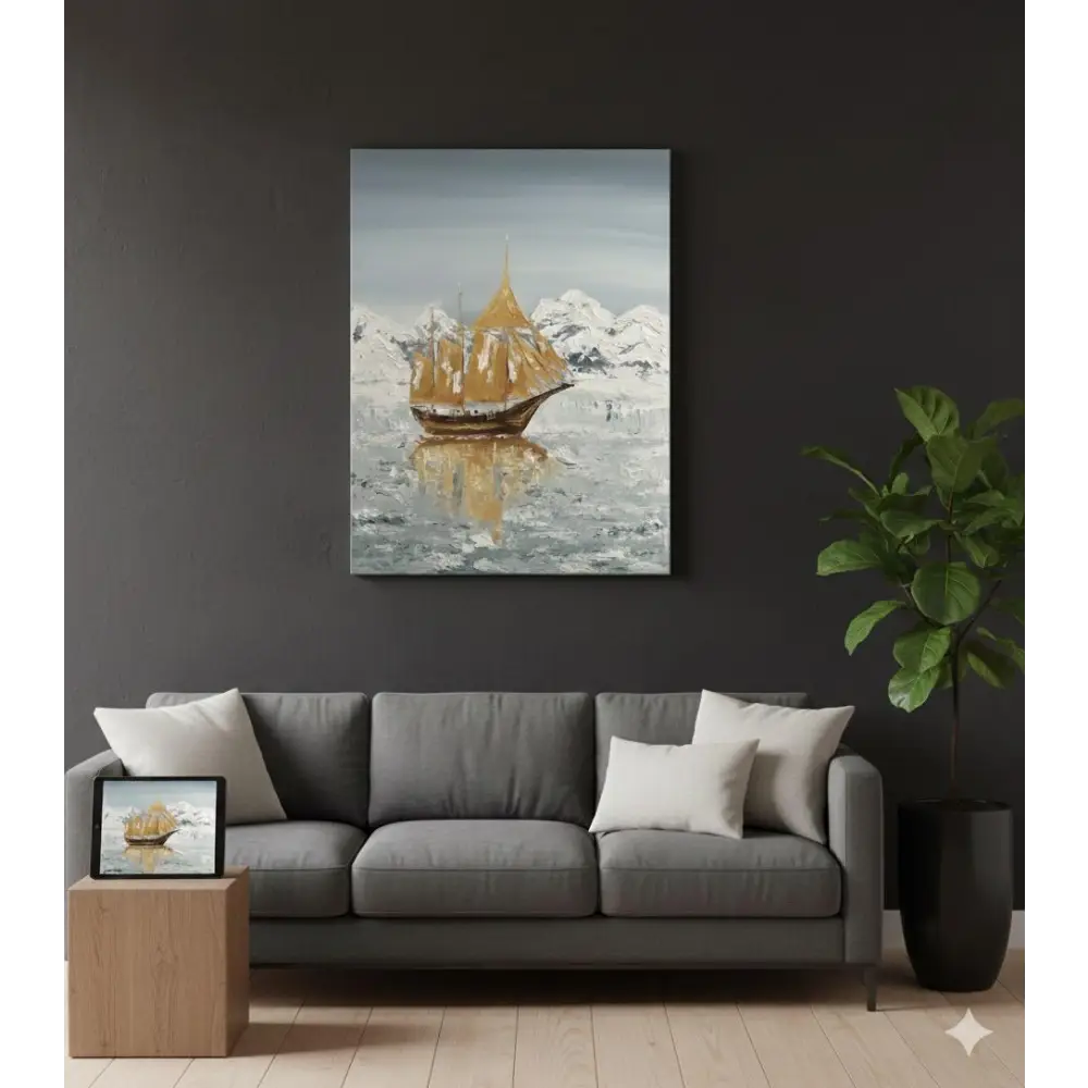 Northern Stillness – The Golden Sail (Original) - paintings