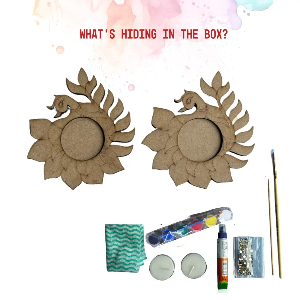 Peacock Tea Light Candle Holder DIY Kit | SPLASH DIY by Splash Arts - Festival