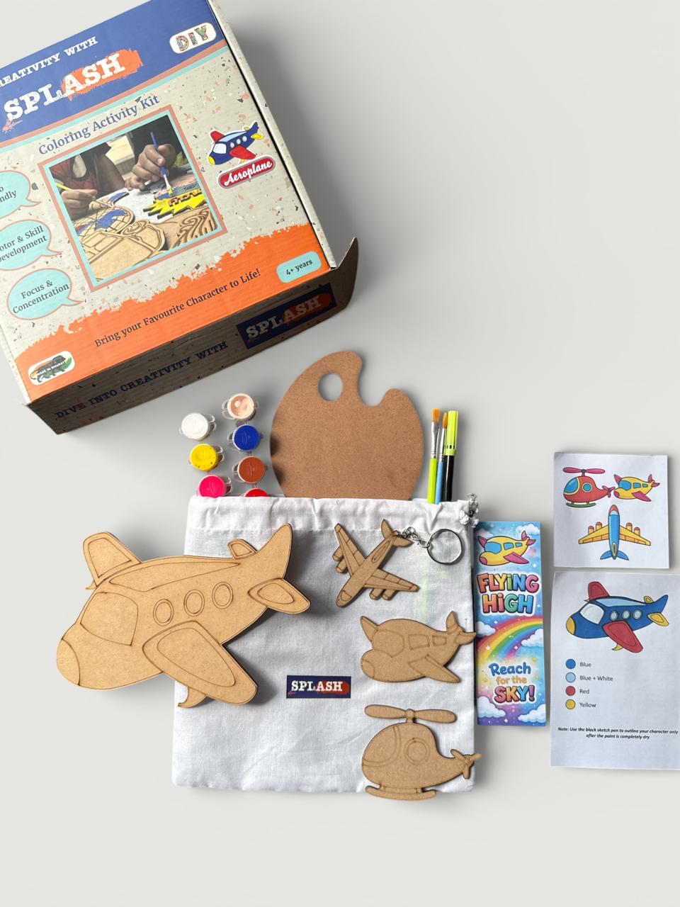 Aeroplane DIY Kit for kids with wooden airplane painting set