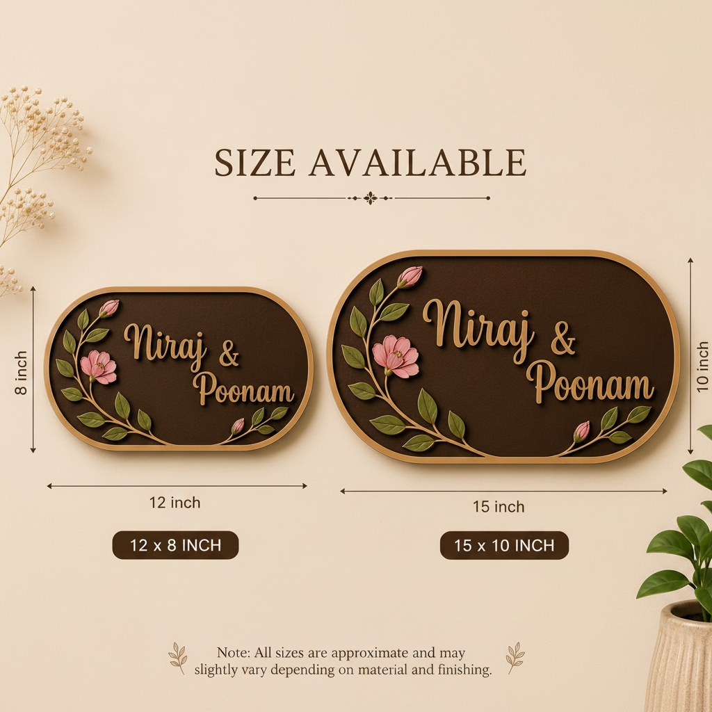 Berry Floral Nameplate I Handcrafted Personalized Wooden Nameplate for Home Entrance