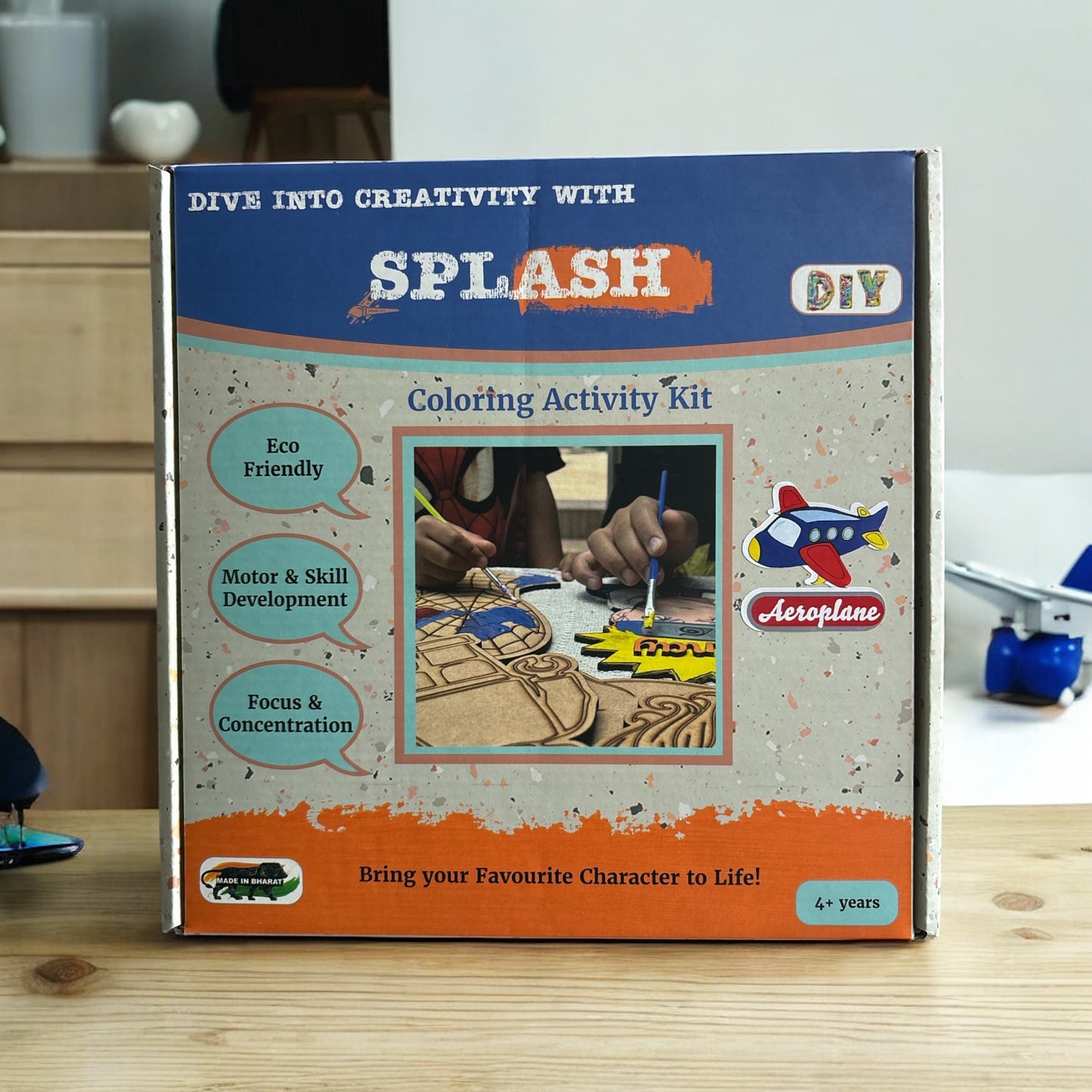 Aeroplane DIY Kit for Kids | Paint Your Own Wooden Airplane Craft Kit with Keychain & Fridge Magnets | SPLASH DIY by Splash Arts