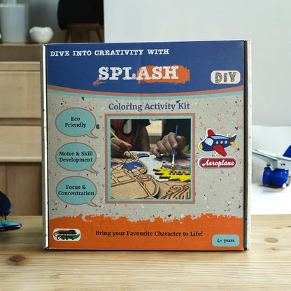 Aeroplane DIY Kit for Kids | Paint Your Own Wooden Airplane Craft Kit with Keychain & Fridge Magnets | SPLASH DIY by Splash Arts