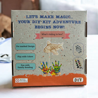 Aeroplane DIY Kit for Kids | Paint Your Own Wooden Airplane Craft Kit with Keychain & Fridge Magnets | SPLASH DIY by Splash Arts