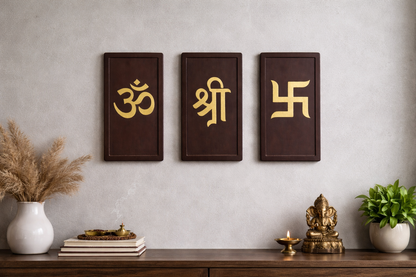 Ohm Shree Swastik wall decor in elegant western style, peel and hang design with zero drilling, perfect for home decoration and housewarming gift.