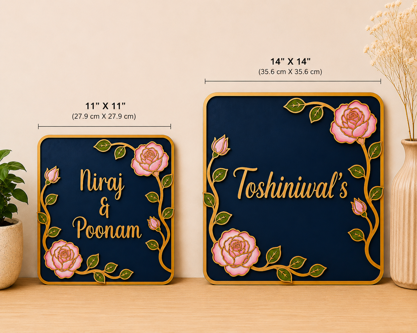 Blooming Roses Nameplate I Handcrafted Personalized Wooden Nameplate for Home Entrance (Copy) (Copy)