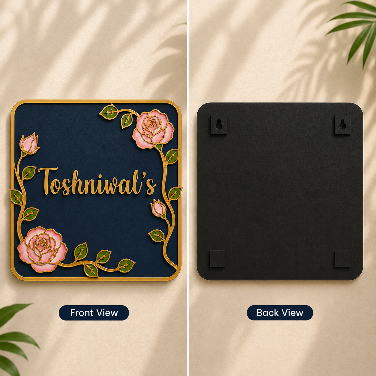 Blooming Roses Nameplate I Handcrafted Personalized Wooden Nameplate for Home Entrance (Copy) (Copy)