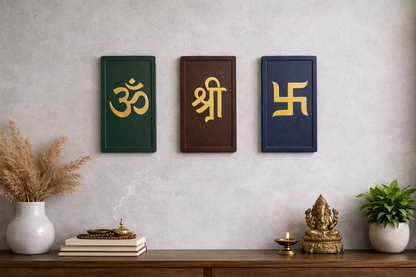 Om Shree Swastik – Modern Spiritual Wall Art (Set of 3) I Wall Decor