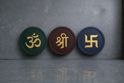 Om Shree Swastik – Modern Spiritual Wall Art (Set of 3) I Wall Decor