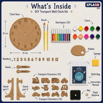 DIY Transport Clock Kit for Kids | Paint Your Own Wooden Clock | SPLASH DIY by Splash Arts