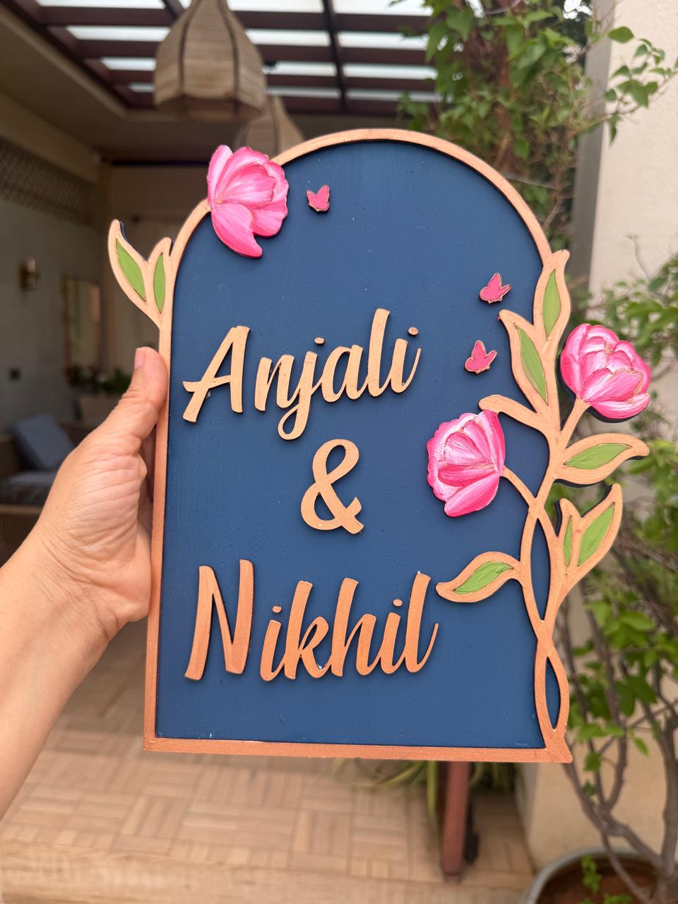 Tulips Elegance Nameplate I Handcrafted Personalized Wooden Nameplate for Home Entrance (Copy)