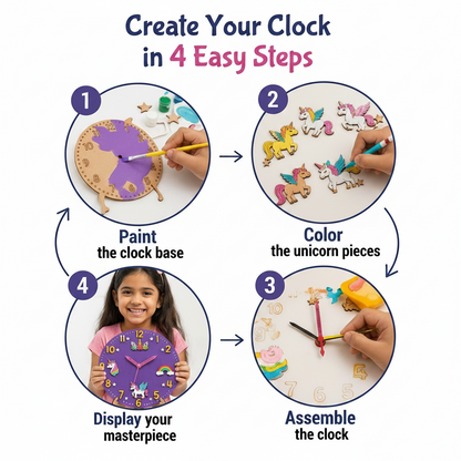 DIY Unicorn Clock Kit for Kids | Paint Your Own Wooden Clock | SPLASH DIY by Splash Arts