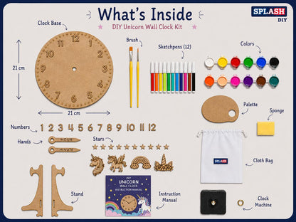 DIY Unicorn Clock Kit for Kids | Paint Your Own Wooden Clock | SPLASH DIY by Splash Arts