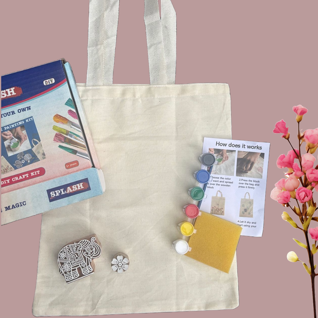 Elephant & Flower Block Painting DIY Kit | SPLASH DIY Kit