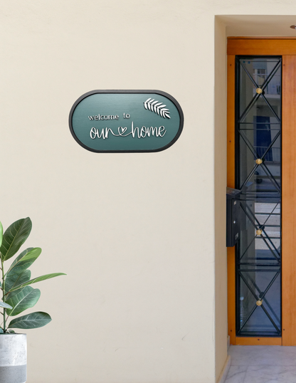 Welcome Home Nameplate  | Handcrafted Personalized Wooden Nameplate for Home Entrance