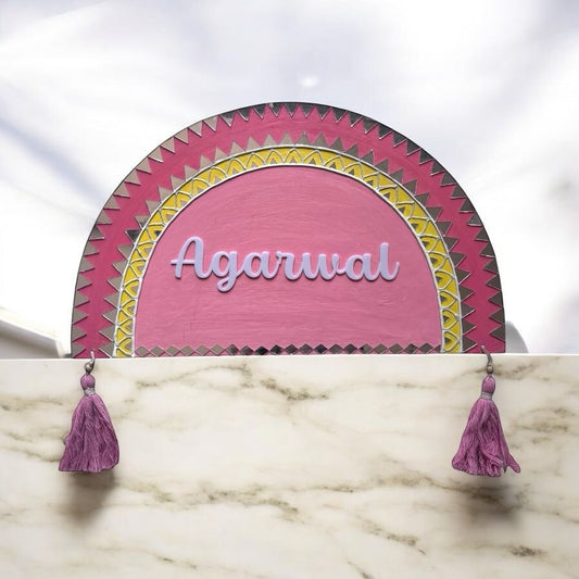 Lippan Art Mud Mirror Work Nameplate