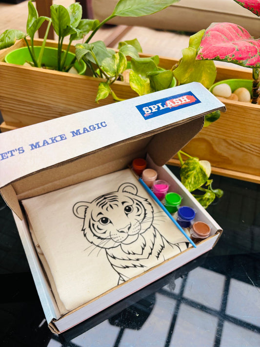 Animal-Themed Tote Bag Painting DIY Kit – Tiger Design