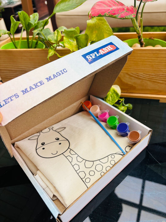 Animal-Themed Tote Bag Painting DIY Kit – Giraffe Design