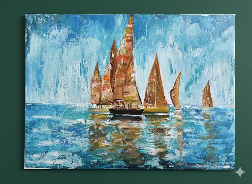 Sails of Tranquility – Textured Seascape Art (Original)