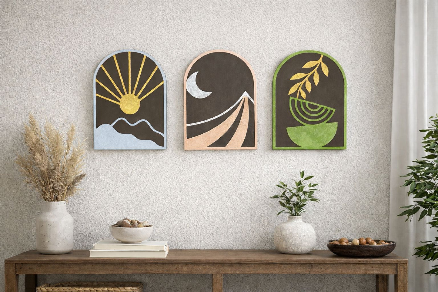Sun-Moon-Growth Wall Hanging (Set of 3)