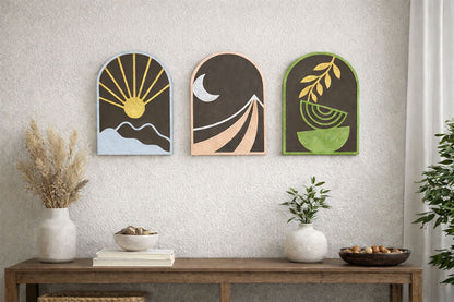 Sun-Moon-Growth Wall Hanging (Set of 3)