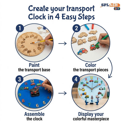 DIY Transport Clock Kit for Kids | Paint Your Own Wooden Clock | SPLASH DIY by Splash Arts