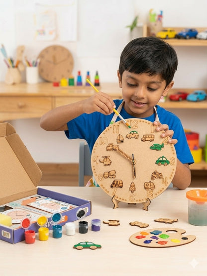 DIY Transport Clock Kit for Kids | Paint Your Own Wooden Clock | SPLASH DIY by Splash Arts