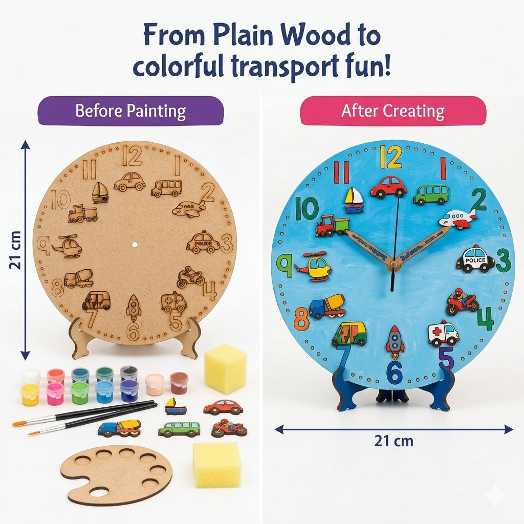 DIY Transport Clock Kit for Kids | Paint Your Own Wooden Clock | SPLASH DIY by Splash Arts