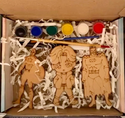 DIY Wooden Fridge Magnet Painting Kit for Kids | 3 Wooden Magnets with 6 Paints & 2 Brushes | Creative Art & Craft Activity Kit | Splasharts