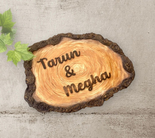 Handcrafted Wooden Bark Nameplate