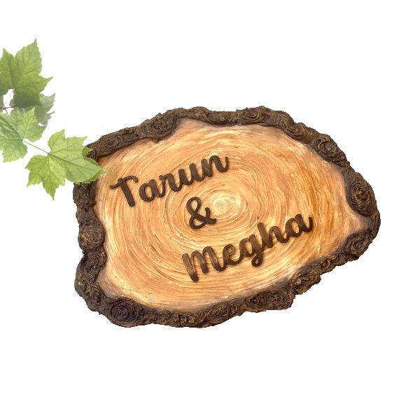 Handcrafted Wooden Bark Nameplate