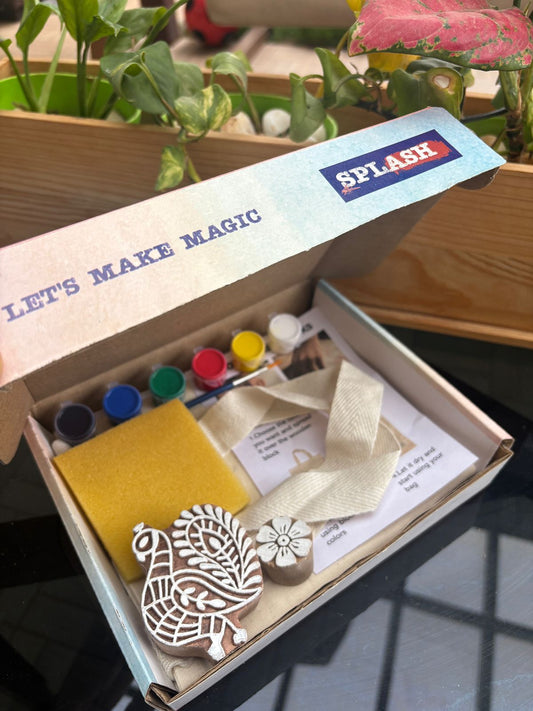 Peacock & Flower Block Painting DIY Kit | SPLASH DIY Kit