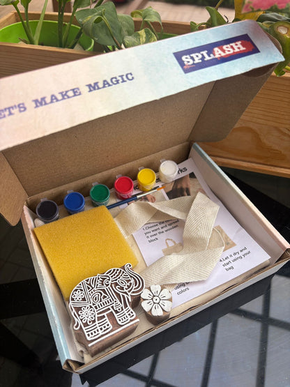Elephant & Flower Block Painting DIY Kit | SPLASH DIY Kit