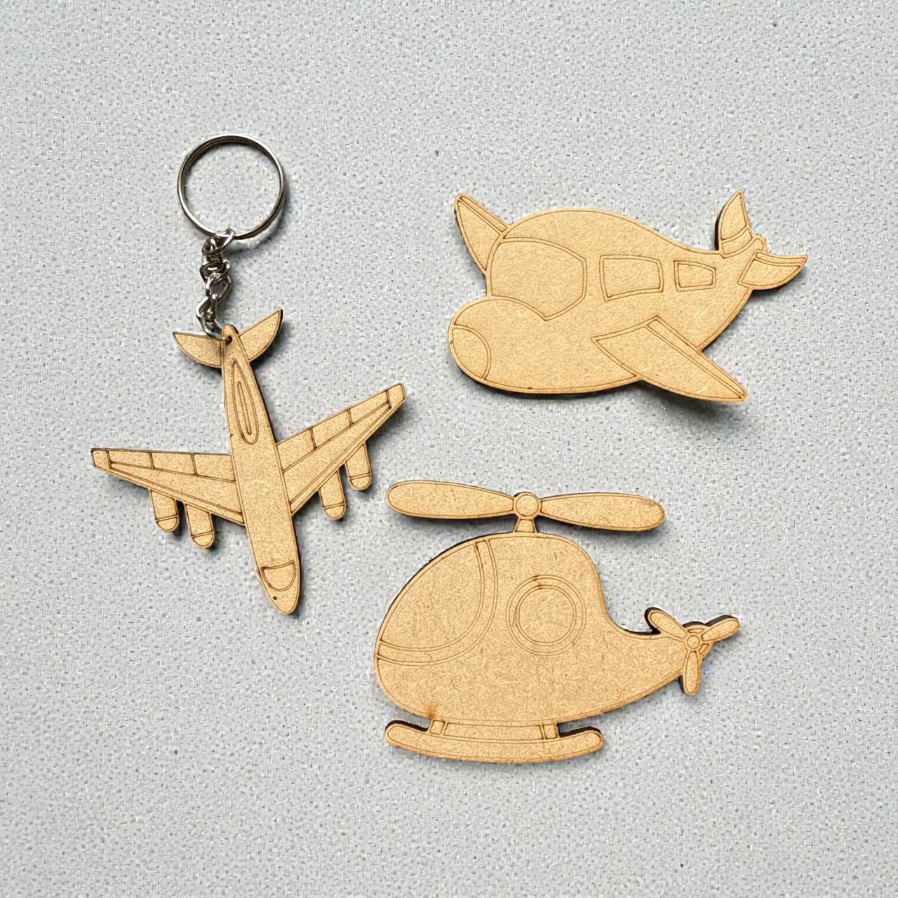 Aeroplane DIY Kit for Kids | Paint Your Own Wooden Airplane Craft Kit with Keychain & Fridge Magnets | SPLASH DIY by Splash Arts