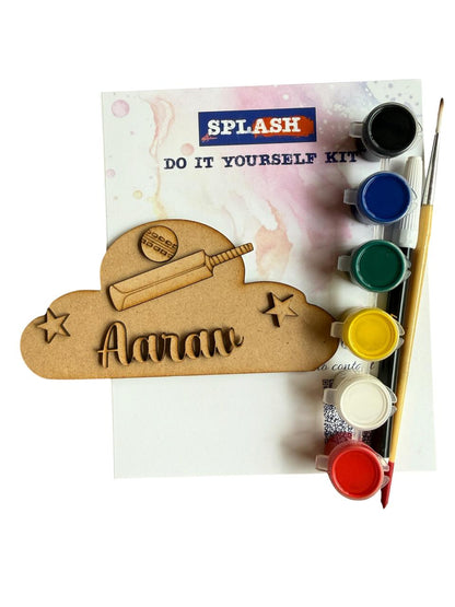 Bat Ball Personalised Theme name Fridge Magnet DIY Kit perfect for kids Birthday return Gifts and Kids Room with brush and colors