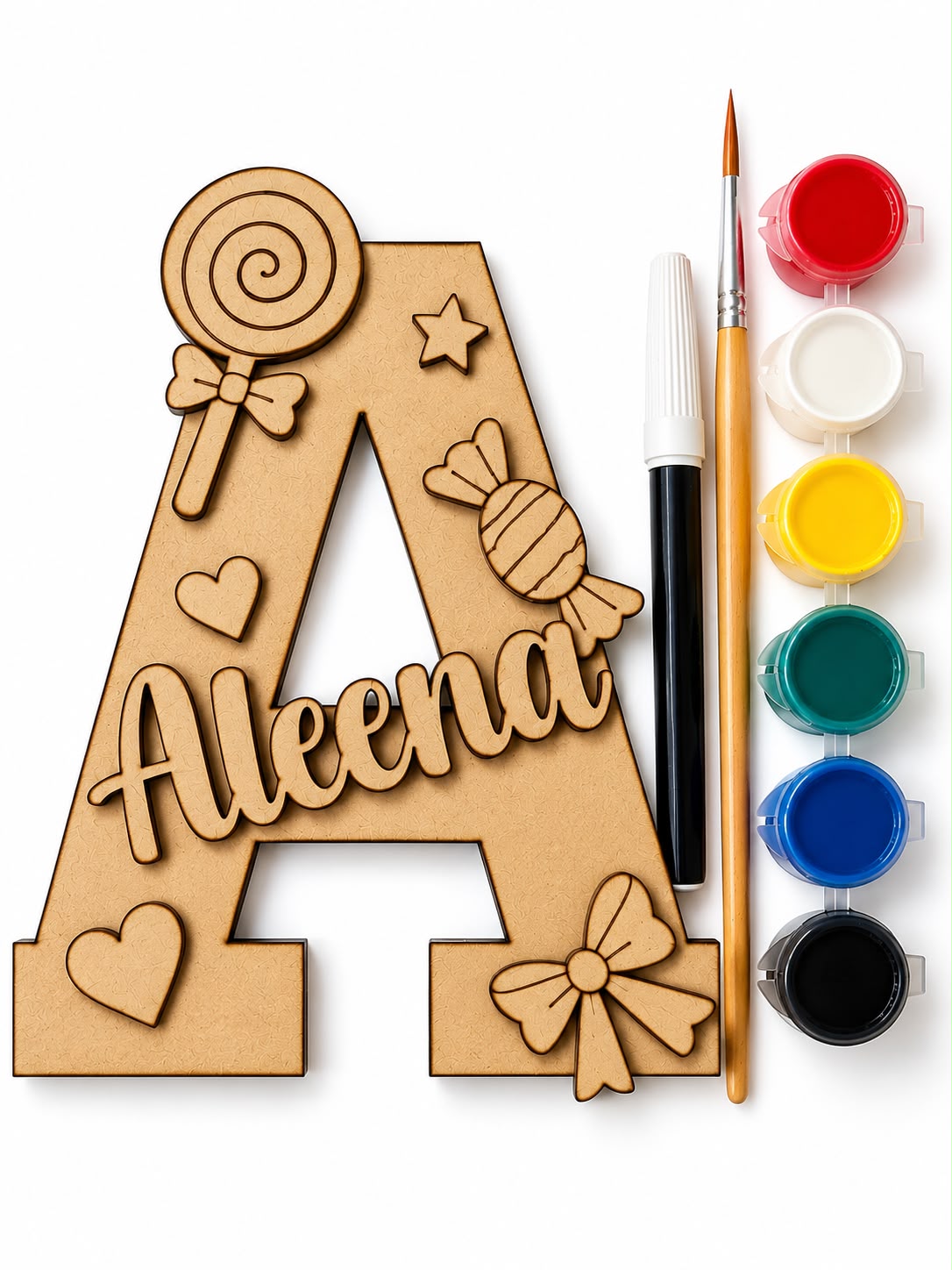 DIY Wooden Alphabet Nameboard Kit | Paint Your Own Personalized Name Art | 2 Layer | Splasharts