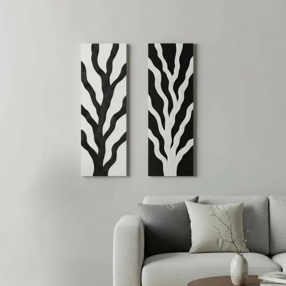 Abstract Tree of Life Texture Panels (Set of 2) I Wall Decor - Wall hanging