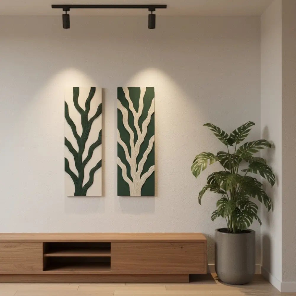 Abstract Tree of Life Texture Panels (Set of 2) I Wall Decor - Wall hanging