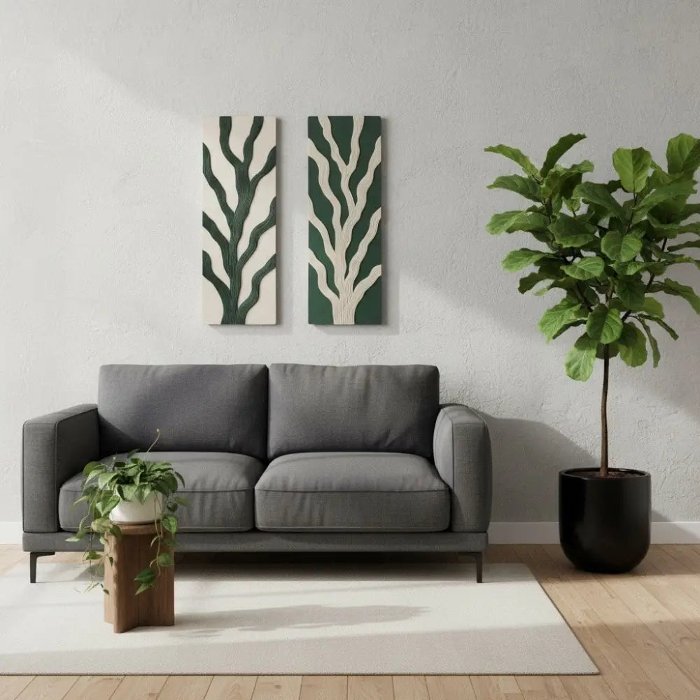 Abstract Tree of Life Texture Panels (Set of 2) I Wall Decor - Wall hanging