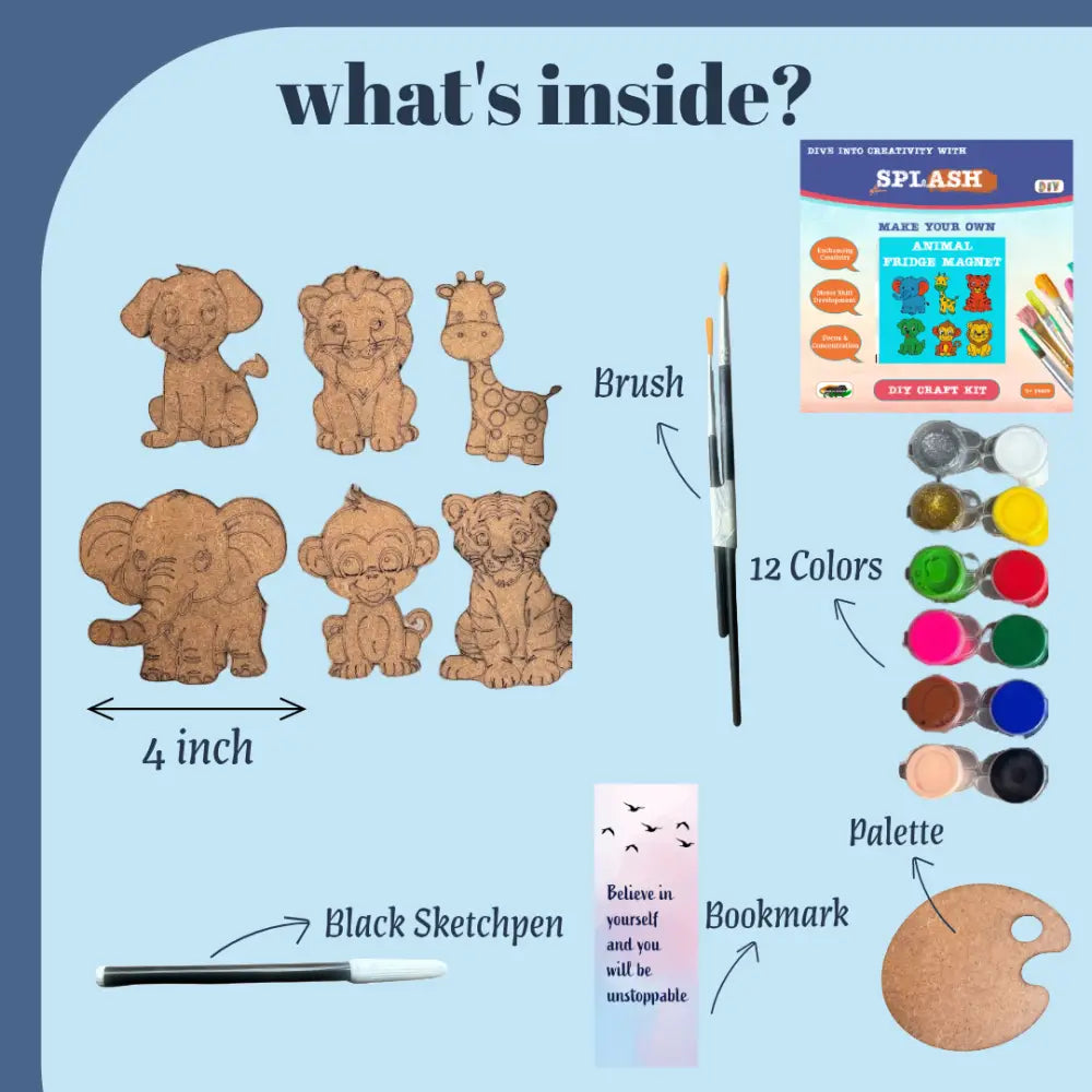 Animal Fridge Magnet DIY Kit for Kids | Paint Your Own Animal Fridge Magnets | SPLASH DIY by Splash Arts - Fridge