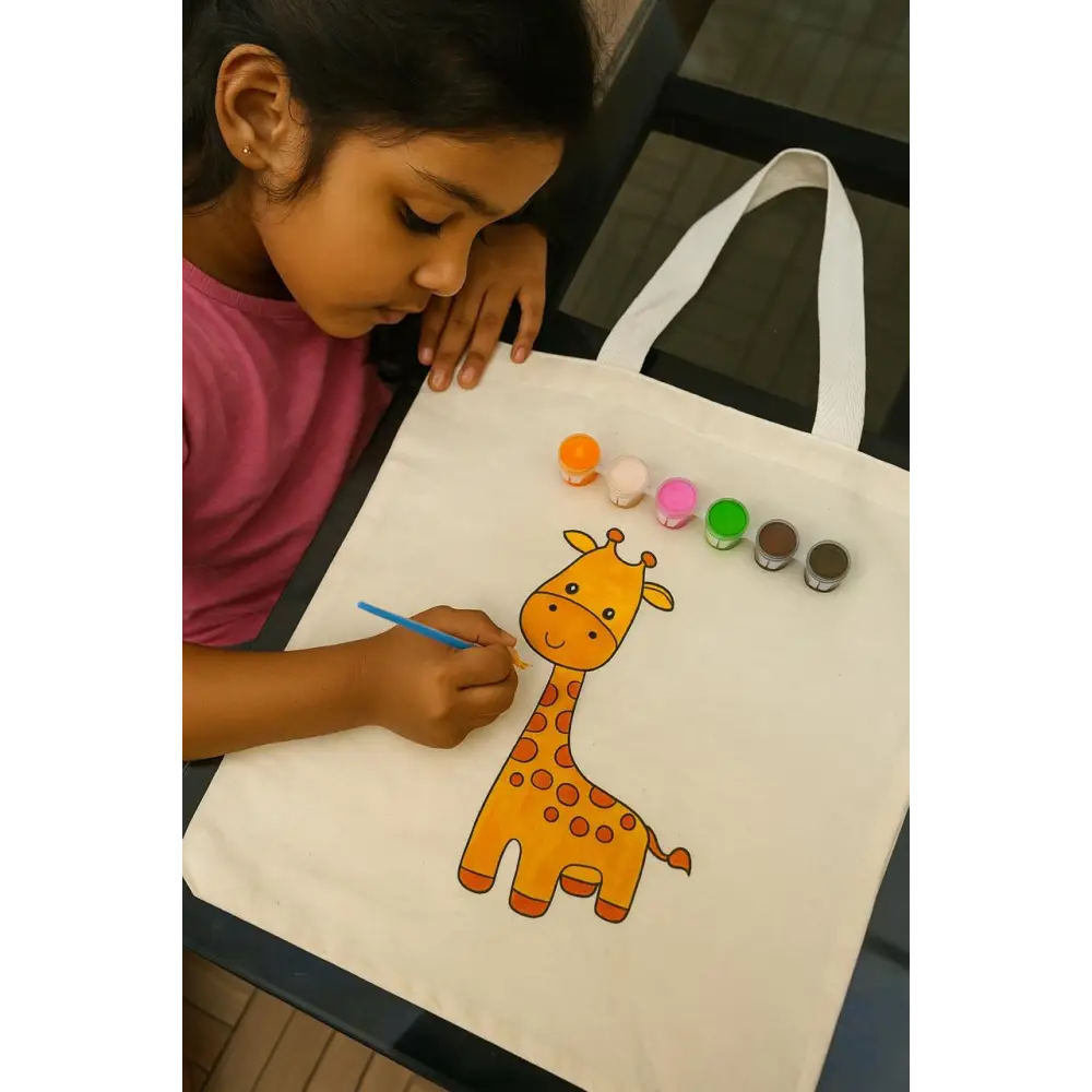 Animal-Themed Tote Bag Painting DIY Kit – Giraffe Design | Paint Your Own Tote Bag | SPLASH DIY by Splash Arts