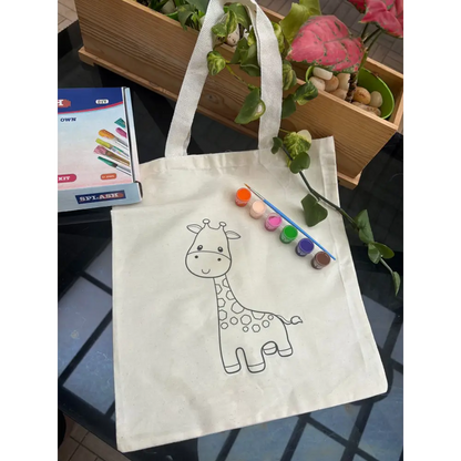 Animal-Themed Tote Bag Painting DIY Kit – Giraffe Design | Paint Your Own Tote Bag | SPLASH DIY by Splash Arts