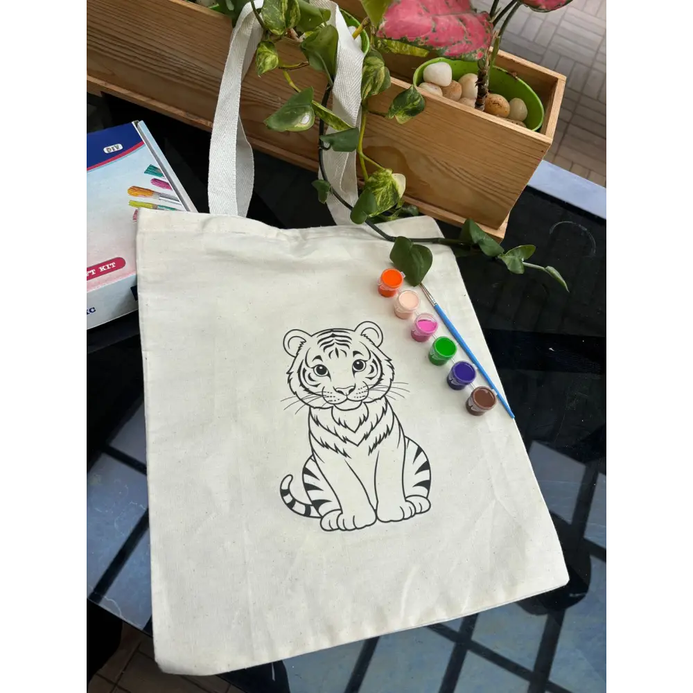 Animal-Themed Tote Bag Painting DIY Kit – Tiger Design | Paint Your Own Tote Bag| SPLASH DIY by Splash Arts - indianart