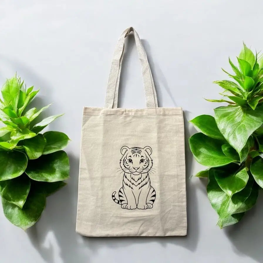Animal-Themed Tote Bag Painting DIY Kit – Tiger Design | Paint Your Own Tote Bag| SPLASH DIY by Splash Arts - indianart