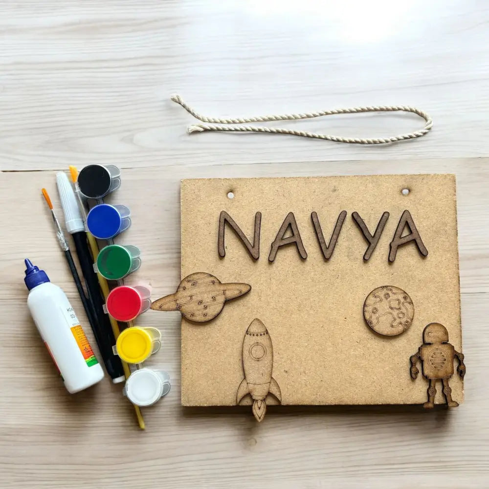 Astronaut Nameboard DIY Kit for Kids | Personalized Paint Your Own Space Name Board | Birthday Return Gift I SPLASH DIY