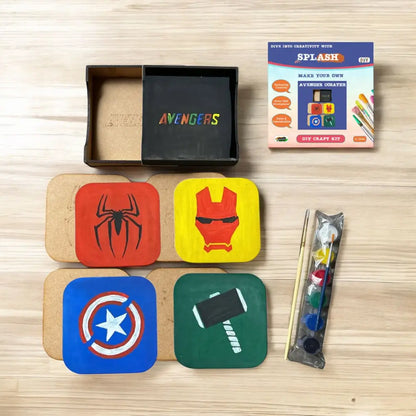 Avengers Coaster DIY Kit for Kids | Paint Your Own Wooden Coasters | SPLASH DIY by Splash Arts - coaster