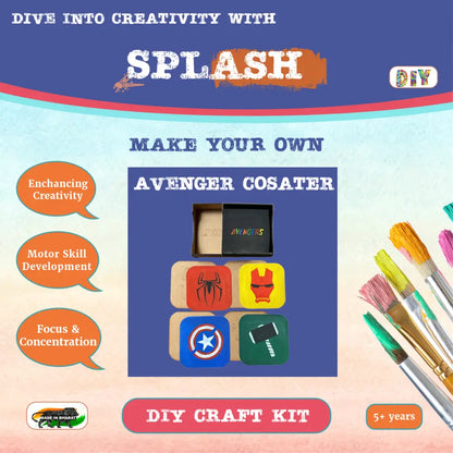 Avengers Coaster DIY Kit for Kids | Paint Your Own Wooden Coasters | SPLASH DIY by Splash Arts - coaster