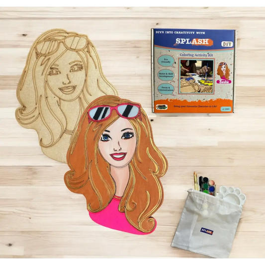 Barbie DIY Wood Painting Kit for Kids | Paint Your Own Barbie Craft Kit with Wooden Cutout & Keychains | SPLASH DIY