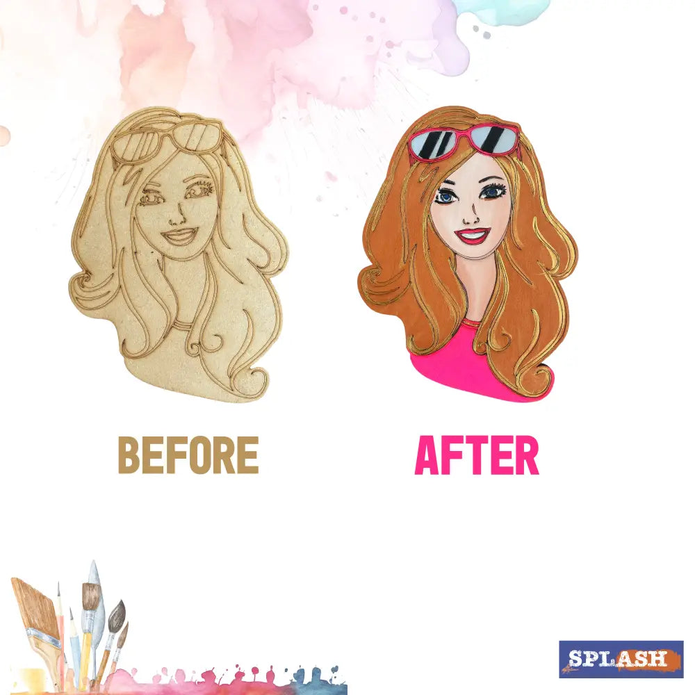 Barbie DIY Wood Painting Kit for Kids | Paint Your Own Barbie Craft Kit with Wooden Cutout & Keychains | SPLASH DIY